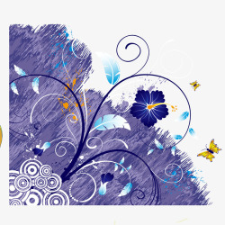 紫色手绘缠绕的花藤素材