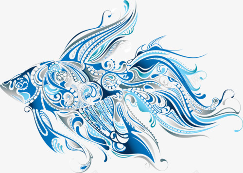贵价的蓝鱼png免抠素材_新图网 https://ixintu.com 卡通 彩绘 手绘 海洋生物 花纹 蓝纹 装饰 颜色