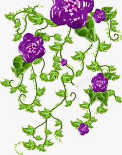紫色典雅花卉藤蔓素材