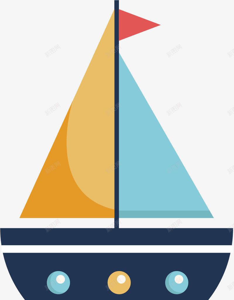 海洋上的小船矢量图ai免抠素材_新图网 https://ixintu.com 交通工具 卡通手绘 小船 帆船 海洋 矢量图