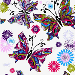 蝴蝶花朵色彩背景元素素材