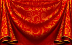 红色金穗边帘布唯美红色帘布高清图片