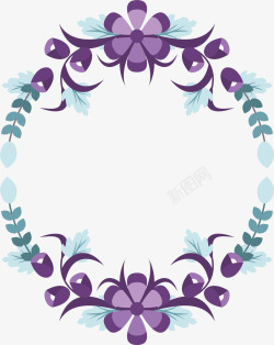 浪漫紫色花朵边框素材