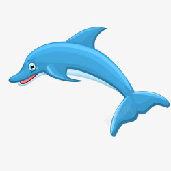 卡通蓝色的海豚动物矢量图素材