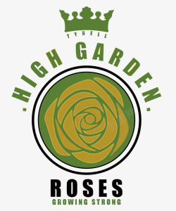 玫瑰皇冠绿色玫瑰徽章高清图片