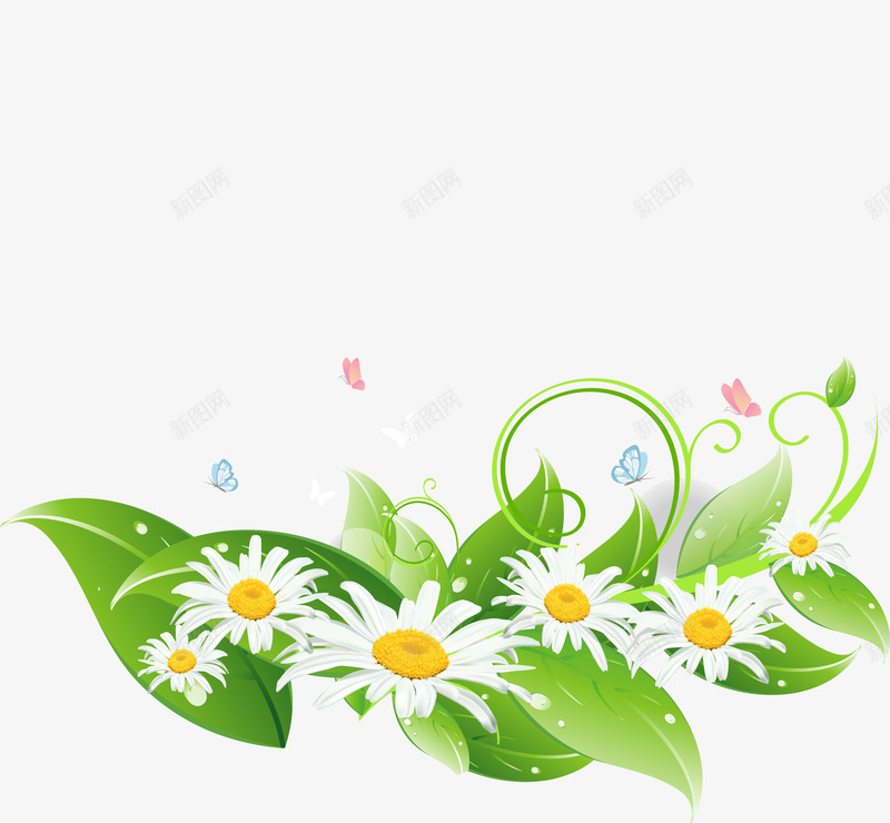 绿色清新植物装饰图案png免抠素材_新图网 https://ixintu.com 免抠PNG 树藤 植物 清新 绿色 花丛 花朵 装饰图案 鲜花