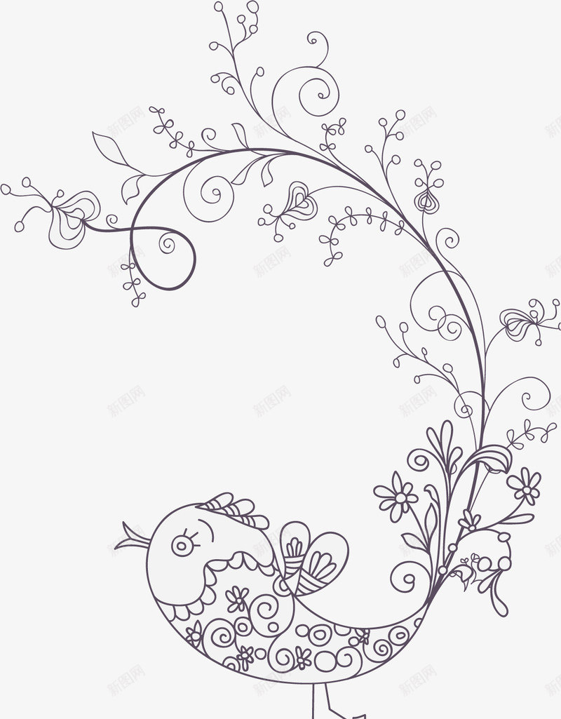 手绘素描花朵花藤图案png免抠素材_新图网 https://ixintu.com 图案 手绘 素描 花朵 花藤