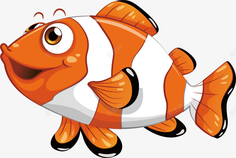 橘色白色条纹热带鱼png免抠素材_新图网 https://ixintu.com 小丑鱼 橘色条纹 海洋生物 热带鱼 白色条纹 矢量png