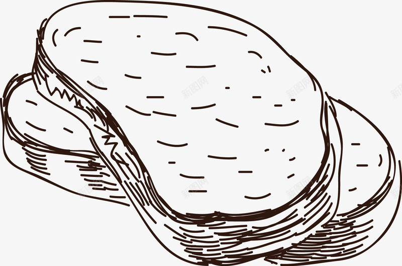 面包片png免抠素材_新图网 https://ixintu.com 手绘画 手绘食物 插画 素描 线稿 速写 食物