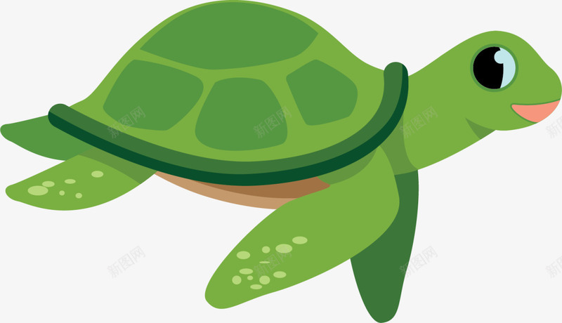 绿色卡通游动海龟png免抠素材_新图网 https://ixintu.com 6月8号 世界海洋日 卡通海龟 大海 游动海龟 绿色海龟 自然