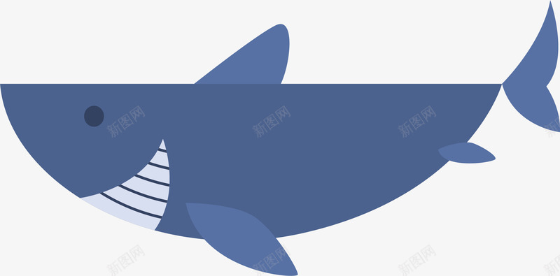 微笑的鲨鱼png免抠素材_新图网 https://ixintu.com 微笑鲨鱼 海洋生物 深蓝色 矢量素材 鲨鱼