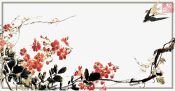 传统中国风古典花鸟草纸背景海报素材