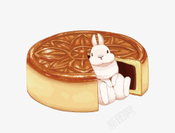 手绘可爱月饼月兔插画素材
