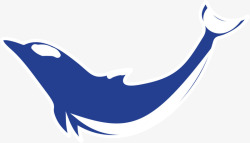 蓝色扁平游动海豚素材