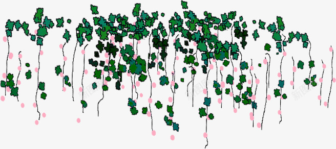 手绘绿色花藤植物景观png免抠素材_新图网 https://ixintu.com 景观 植物 绿色