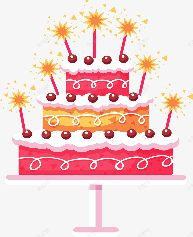 粉红色三层生日蛋糕矢量图ai免抠素材_新图网 https://ixintu.com 三层蛋糕 庆祝生日 生日蛋糕 矢量png 粉红色 蛋糕 矢量图
