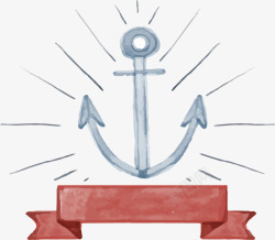 航海横幅手绘水彩船锚标志矢量图高清图片