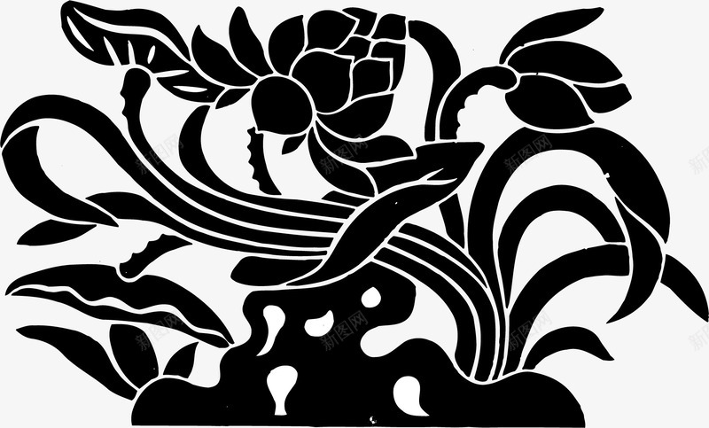 黑白手绘花草图案图标png_新图网 https://ixintu.com 勾花 叶子 填色练习 布料印花 植物 植物图案 植物花朵 绿叶 花朵花卉 花草图案 面料图案 黑白手绘花草图案