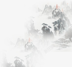中国风山峰绘画效果素材