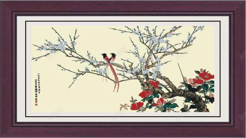 花鸟树字画装饰png免抠素材_新图网 https://ixintu.com 家居饰品 居家饰品 花鸟树字画装饰