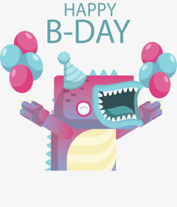 怪兽生日卡庆祝生日的小怪兽矢量图高清图片