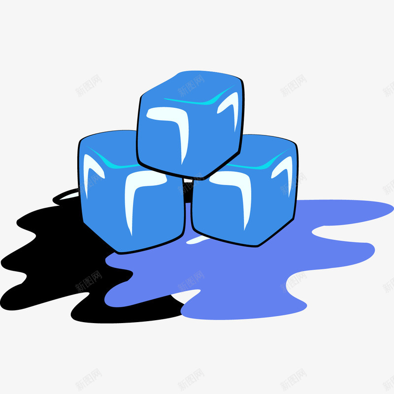 手绘融化的冰块png免抠素材_新图网 https://ixintu.com 冰块 大冰块 手绘 蓝色 融化