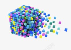 排列串叠正方形立方体色彩鲜艳高清图片