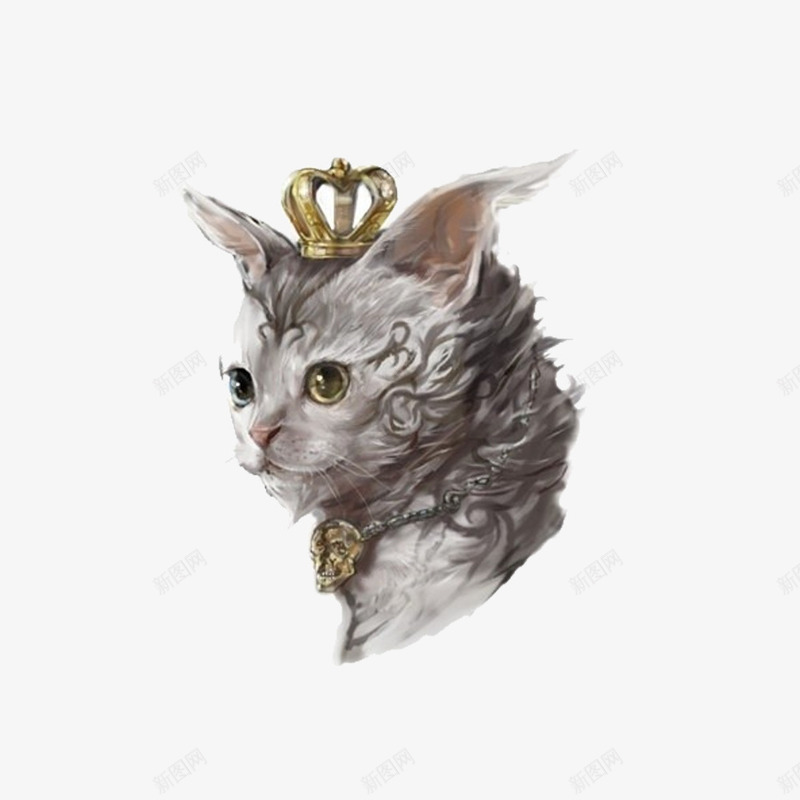 戴皇冠的猫咪简图png免抠素材_新图网 https://ixintu.com 动物 卡通 头饰 手绘 猫咪 皇冠 简图 素描