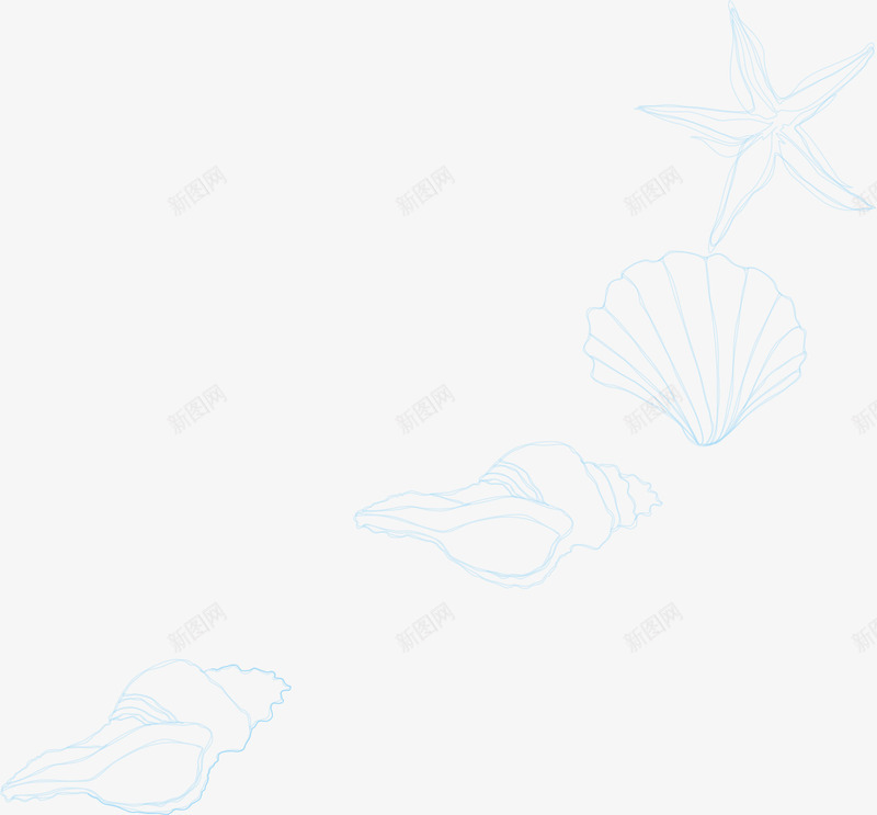 蓝色线条海螺png免抠素材_新图网 https://ixintu.com AI 卡通 手绘 海星 海洋 海螺 线条 蓝色 贝壳
