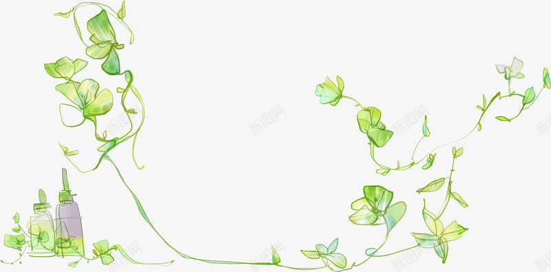 创意手绘水彩绿色的植物藤蔓png免抠素材_新图网 https://ixintu.com 创意 植物 水彩 绿色 藤蔓