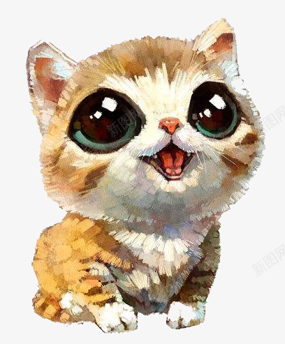 可爱色彩猫咪png免抠素材_新图网 https://ixintu.com 亮晶晶的眼睛 可爱 大眼睛 手绘 色彩