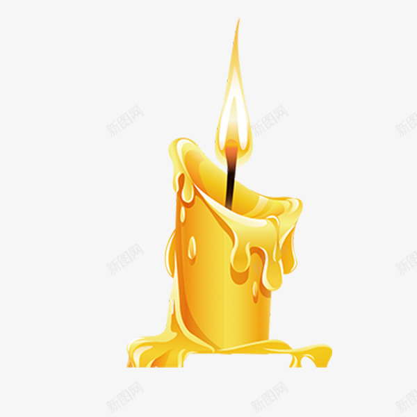 黄色点燃的蜡烛元素png免抠素材_新图网 https://ixintu.com 创意 扁平化 水滴 液体 火焰 点燃 艺术 黄色