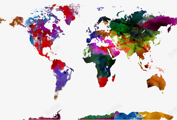 泼墨式地图png免抠素材_新图网 https://ixintu.com 定位 彩色 绚丽 色彩