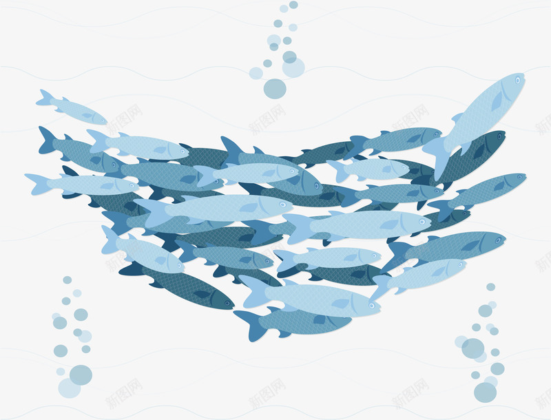 蓝色海洋游走的鱼群矢量图ai免抠素材_新图网 https://ixintu.com 一群鱼 海洋 海洋鱼群 矢量png 蓝色鱼群 鱼群 矢量图
