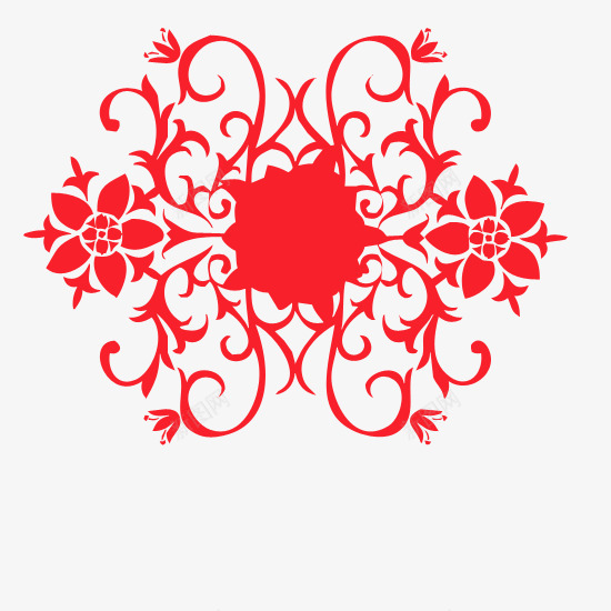 红色印花图案png免抠素材_新图网 https://ixintu.com 2016 印花 喜庆 新年 窗花 红色 花朵 过年