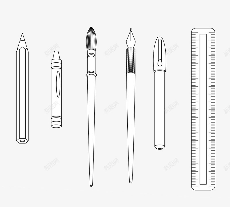 手绘绘画工具图标png_新图网 https://ixintu.com png矢量图 尺子 手绘 毛笔 水粉笔 绘画工具 蜡笔 钢笔 铅笔
