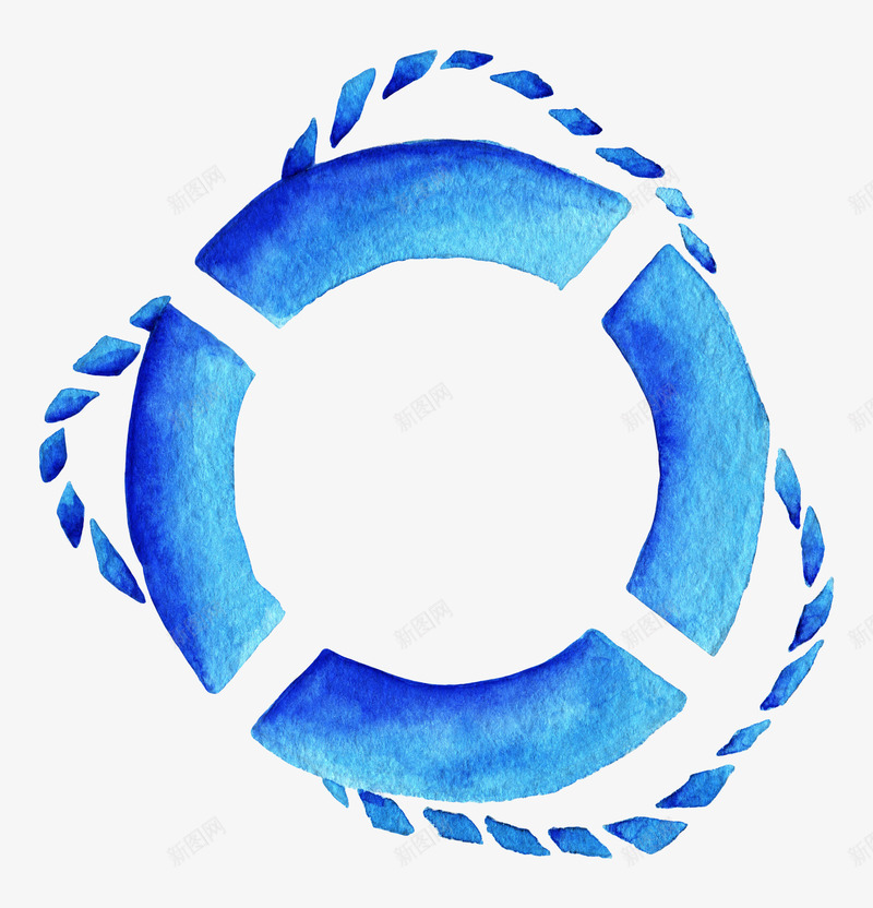 水彩救生圈png免抠素材_新图网 https://ixintu.com 救生圈 水墨图案 水彩图案 水彩海洋 蓝色水墨