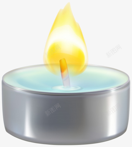 淡蓝色装饰的蜡烛png免抠素材_新图网 https://ixintu.com 火焰 火苗 燃烧 玻璃 蜡烛