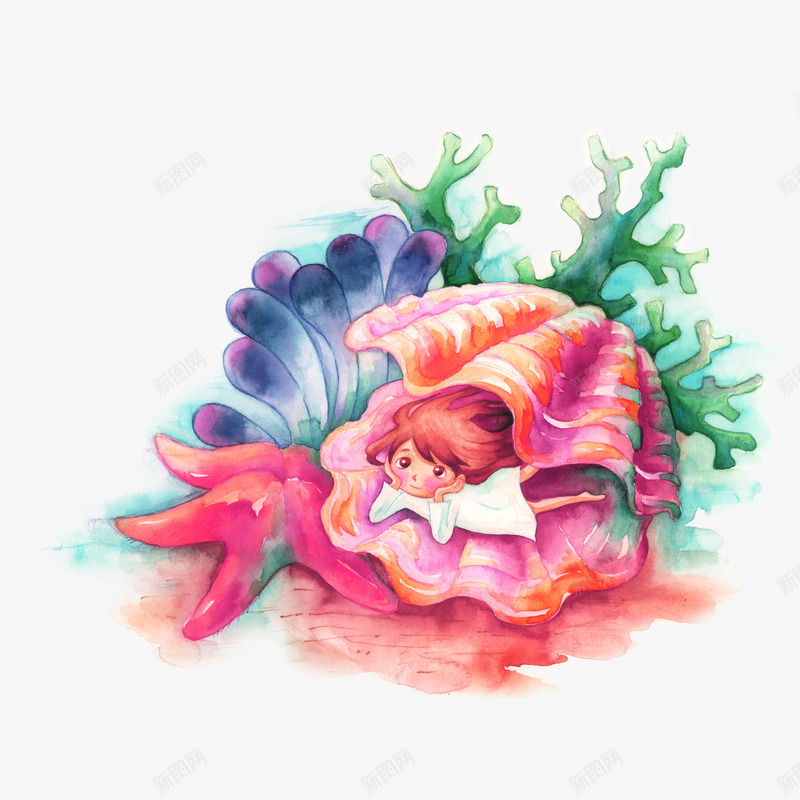深海中的贝壳png免抠素材_新图网 https://ixintu.com 卡通 手绘 植物 海底 海洋 深海 贝壳