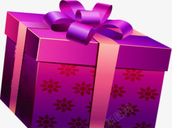 紫色手绘印花礼盒开业素材