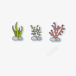 藻植物卡通珊瑚藻矢量图图标高清图片