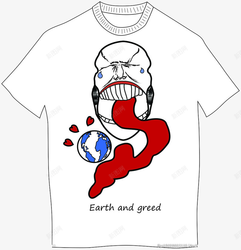 卡通另类印花短袖png免抠素材_新图网 https://ixintu.com T恤 另类 线条 舌头 设计