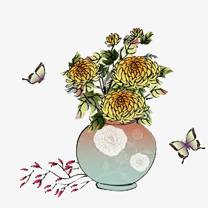 漂浮花瓶png免抠素材_新图网 https://ixintu.com 古代风 彩绘 色彩构成素材 蝴蝶
