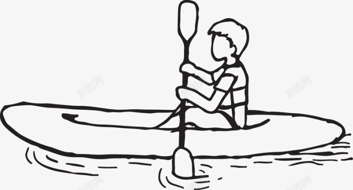 手绘划船的人图标图标