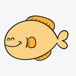 卡通手绘黄色的小鱼矢量图素材