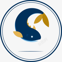 鱼类logo手绘鱼类标贴LOGO图标高清图片