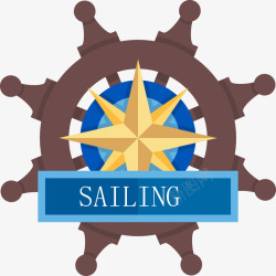 水手升帆船航海徽章高清图片