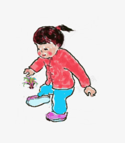 手绘毽子踢毽子的小女孩高清图片