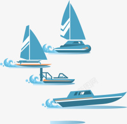 沙滩船帆水彩船帆高清图片