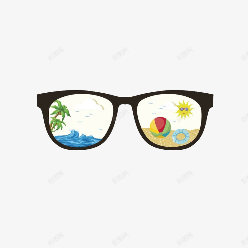 我眼中的视界png免抠素材_新图网 https://ixintu.com 度假 时尚 海洋 眼镜 艺术 装饰
